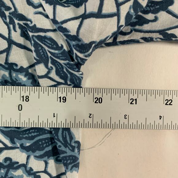 Bindu XS Laurie Top In Blue Feather Print 100% Cotton Ruffle Peasant Cottage - Picture 6 of 9